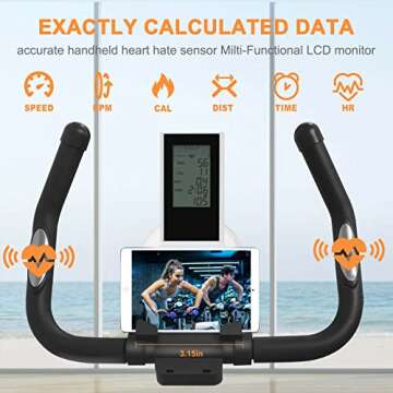 Exercise Bike Magnetic Resistance Upgraded Indoor Cycling Stationary Bikes Fitness Workout Spin Bike for Home Gym with Height Adjustable Comfortable Seat (Black)