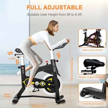 Exercise Bike Magnetic Resistance Upgraded Indoor Cycling Stationary Bikes Fitness Workout Spin Bike for Home Gym with Height Adjustable Comfortable Seat (Black)