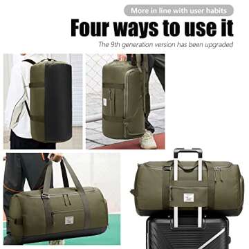 Brozoza Travel Duffle Bag for Men 65L Large Size Traveling Duffel Bag Weekender Overnight with Shoes...