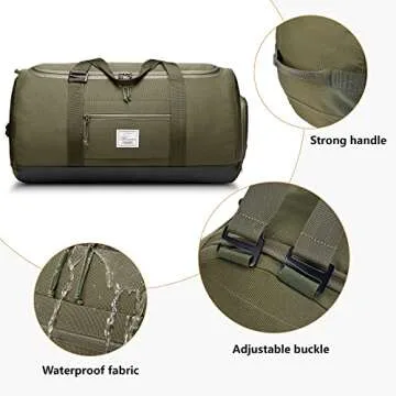 Brozoza Travel Duffle Bag for Men 65L Large Size Traveling Duffel Bag Weekender Overnight with Shoes Compartment Multifunctional Sports Gym Bags (Green)