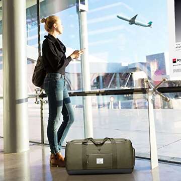 Brozoza Travel Duffle Bag for Men 65L Large Size Traveling Duffel Bag Weekender Overnight with Shoes Compartment Multifunctional Sports Gym Bags (Green)