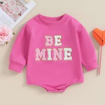Socutebabe Baby Girl Boy Valentines Day Outfit Cute Heart Sweatshirts Bubble Romper Onesie Valentine...