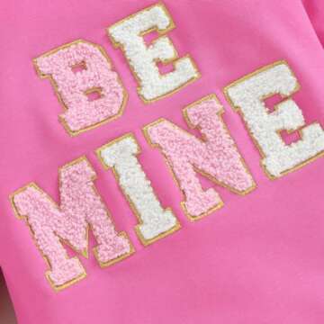 Socutebabe Baby Girl Boy Valentines Day Outfit Cute Heart Sweatshirts Bubble Romper Onesie Valentines Day Toddler Clothes (Be Mine Rosy, 0-3 Months)