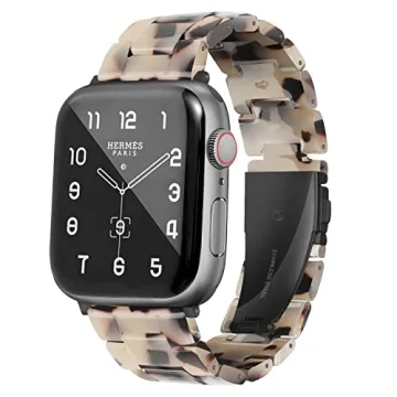HOPO Compatible With Apple Watch Band 40mm 41mm 44mm 45mm Thin Light Resin Strap Bracelet With Stain...