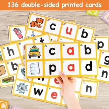 ABCxGOOD CVC Word Building Pocket Charts with 64 Phonics Flash Cards Kindergarten Classroom Must Haves, CVC Literacy Games for Beginners in Reading and Spelling.