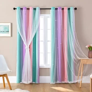 XiDi Unicorn Princess Curtains for Girls Bedroom | Darkening Room Decor