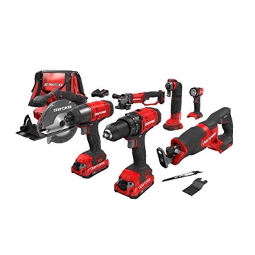 CRAFTSMAN V20 Power Tool Combo Kit, 9-Tool Cordless Power Tool Set with 2 Batteries and Charger (CMC...