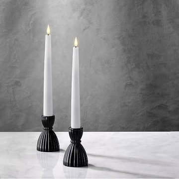 LampLust Black Taper Candle Holders, Elegant Glass Design, 3.5 in, Set of 2 for Modern Home Decor
