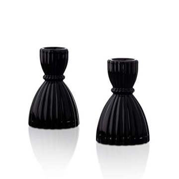 Elegant Black Taper Candle Holders - LampLust 3.5 in Duo