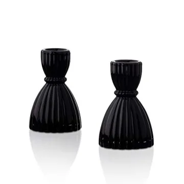 Elegant Black Taper Candle Holders - LampLust 3.5 in Duo