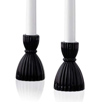 Elegant Black Taper Candle Holders - LampLust 3.5 in Duo