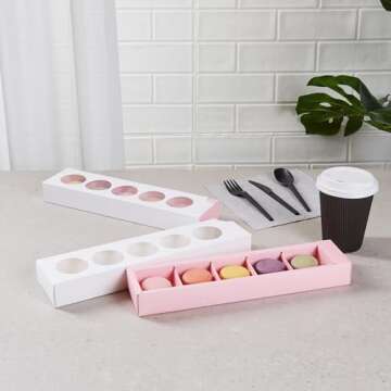 Restaurantware Valentino Macaron Boxes 100-Piece Set for Events