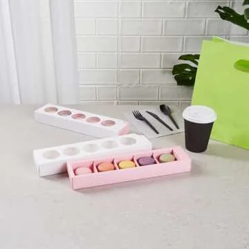 Restaurantware Valentino Macaron Boxes 100-Piece Set for Events