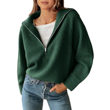 BTFBM Women’s Cozy Long Sleeve Half Zip Pullover Sweater – Classic & Comfortable Jumper Tops