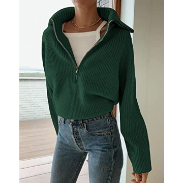 BTFBM Stylish Women's Half Zip Pullover Sweater