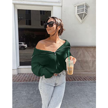 BTFBM Stylish Women's Half Zip Pullover Sweater