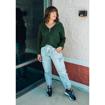 BTFBM Stylish Women's Half Zip Pullover Sweater