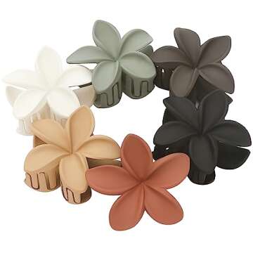 Sisiaipu Hair Clip, 6 Pcs Large Flower Claw Clips for Thick & Medium Hair, Hawaiian Flower Hair Clip...