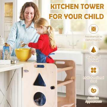 Woodure 4-in-1 Toddler Step Stool for Kitchen Fun
