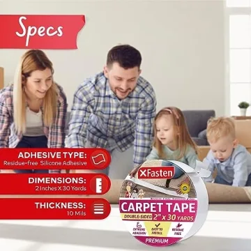 XFasten Double Sided Carpet Tape ResidueFree Rug Gripper