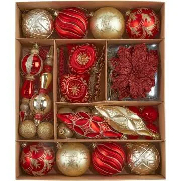 Assorted Christmas Ornaments - 70ct Set