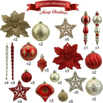 Assorted Christmas Ornaments - 70ct Set