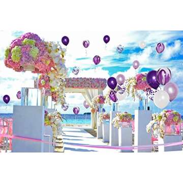 JOJO FLY 50 Pcs 12 Inches Purple and White Balloons, Purple Confetti Balloons, Purple and Lavender Balloons, Helium Balloons for Birthday Party Decorations Balloon Garland Arch Purple Theme Graduation