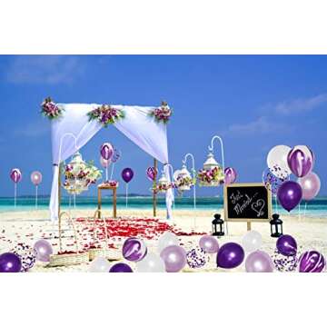 JOJO FLY 50 Pcs 12 Inches Purple and White Balloons, Purple Confetti Balloons, Purple and Lavender Balloons, Helium Balloons for Birthday Party Decorations Balloon Garland Arch Purple Theme Graduation