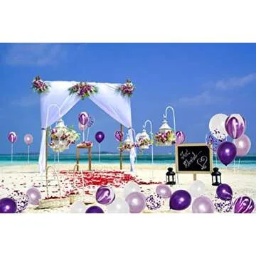 JOJO FLY 50 Pcs 12 Inches Purple and White Balloons, Purple Confetti Balloons, Purple and Lavender Balloons, Helium Balloons for Birthday Party Decorations Balloon Garland Arch Purple Theme Graduation