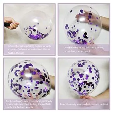 JOJO FLY 50 Pcs 12 Inches Purple and White Balloons, Purple Confetti Balloons, Purple and Lavender Balloons, Helium Balloons for Birthday Party Decorations Balloon Garland Arch Purple Theme Graduation