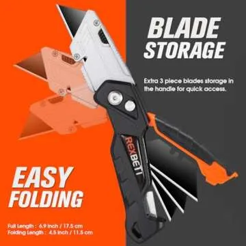 REXBETI 2-Pack Utility Knife, SK5 Heavy Duty Retractable Box Cutter for Cartons, Cardboard and Boxes, Blade Storage Design, Extra 10 Blades Included（Total 18 Blades）