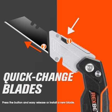 REXBETI 2-Pack Utility Knife, SK5 Heavy Duty Retractable Box Cutter for Cartons, Cardboard and Boxes, Blade Storage Design, Extra 10 Blades Included（Total 18 Blades）