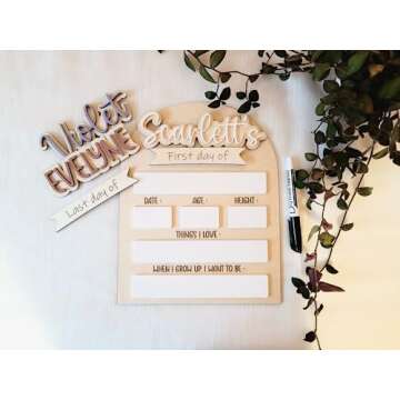 Personalized First Day Of School Sign, Custom Interchangeable Board, Back To School Sign, First And Last Day School Sign, Back To School Photo Prop, Graduation Gift, Kids Gift, Children's Gift,
