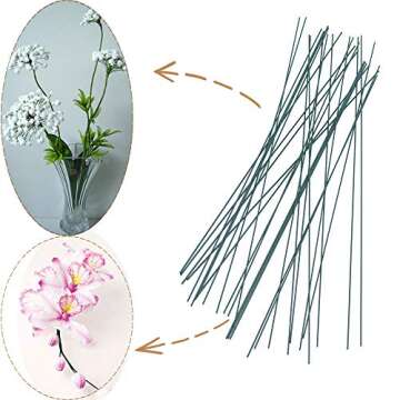 200 Pcs 22 Gauge Floral Stem Wire,Floral Stems for Flower Arrangements DIY,Bouquent Stem Wrapping and Crafts,16 Inch,Dark Green