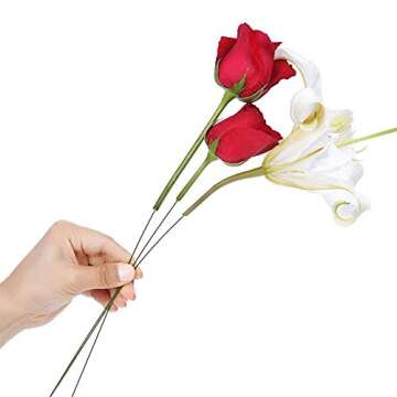 200 Pcs 22 Gauge Floral Stem Wire,Floral Stems for Flower Arrangements DIY,Bouquent Stem Wrapping and Crafts,16 Inch,Dark Green