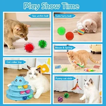 UPSKY 20 PCS Cat Toys - Roller, Teaser & Ball Toy Set
