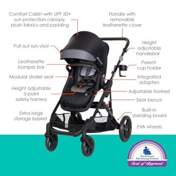 Baby Trend Morph Single to Double Modular Stroller, Dash Black