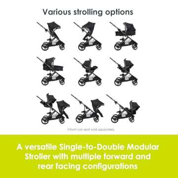 Baby Trend Morph Single to Double Modular Stroller, Dash Black