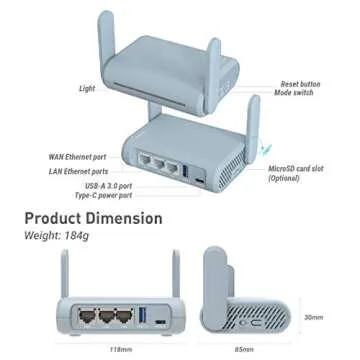 GL.iNet GL-MT1300 (Beryl) VPN Wireless Little Travel Router – Connect to Hotel WiFi & Captive Portal, USB 3.0, 3 Gigabit Ports, Range Extender, Assess Point, Pocket-Sized, MicroSD Slot, Easy to Setup