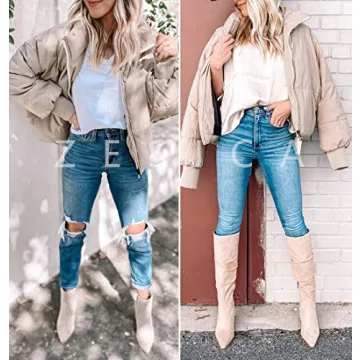 ZESICA Women's Cropped Warm Down Jacket for Winter