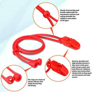 4 Pieces Hearing Aid Clips Adjustable Hearing Aid Clip Holder Anti-lost Lanyard for Adults, 4 Colors