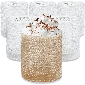 Kate Aspen Beaded Drinking Glasses Set of 6 - Retro Vintage Glassware for Stylish Entertaining