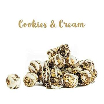 Popinsanity Gourmet Popcorn Variety Gift, Oprah’s Favorite Things! 6.5 Gallon Tin Overflowing with 3 Popular Flavors of Our Cookies N' Cream, Caramel Chocolate Drizzle, Sweet N' Salty up to 100 People