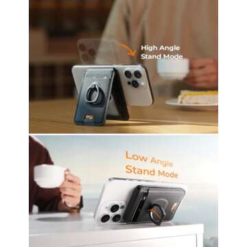 LISEN for Magsafe Wallet RFID [Strongest Magnetic] iPhone Wallet for Apple Wallet Magsafe with Adjustable,Black Accessories for Magsafe Wallet Stand Magnetic Wallet for iPhone 16/15/14/13 Pro Max