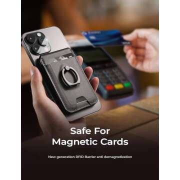 LISEN for Magsafe Wallet RFID [Strongest Magnetic] iPhone Wallet for Apple Wallet Magsafe with Adjustable,Black Accessories for Magsafe Wallet Stand Magnetic Wallet for iPhone 16/15/14/13 Pro Max