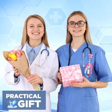 Engrowtic 6 Pcs Nurse Badge Accessories Include Permanent Marker Pen, Highlighter, Retractable Ball Pen, Badge Clip Retractable, Foldable Scissors, LED Flashlight Keychain for Nurses Week(Pink)