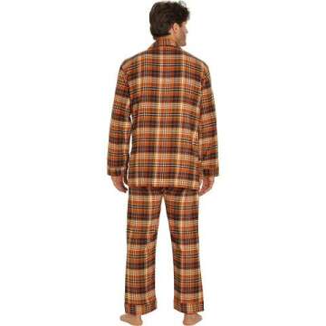 EverDream Men's Long Flannel Cotton Pajamas Set