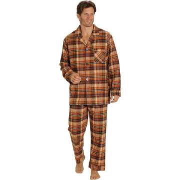 EverDream Men's Long Flannel Cotton Pajamas Set