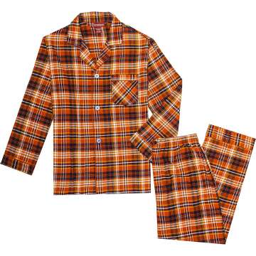 EverDream Men's Long Flannel Cotton Pajamas Set