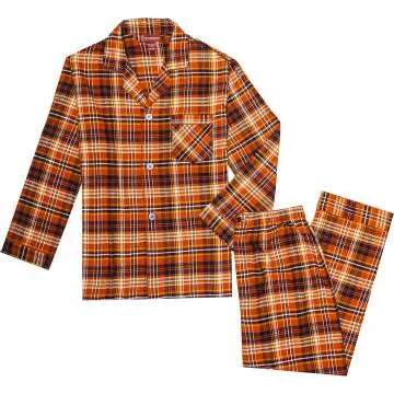 EverDream Men's Long Flannel Cotton Pajamas Set